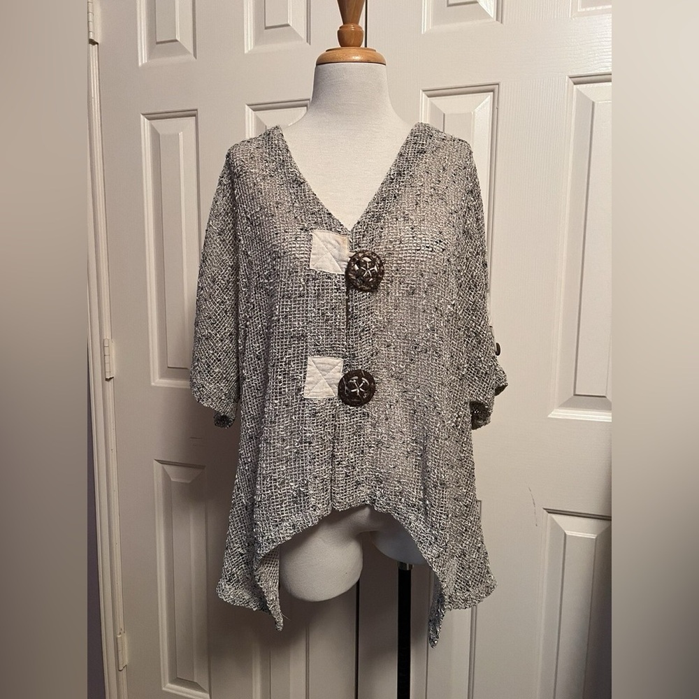 Women’s “KakTus” Open Knit Weave Oversized Button Cardigan